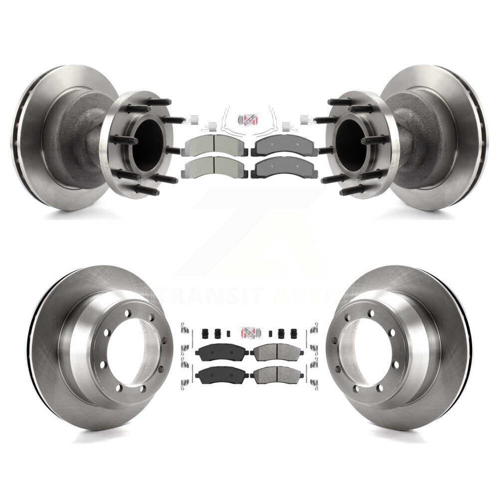 Front Rear Semi-Metallic Pad Disc Brake Rotors Hub Assembly Kit For Ford F-350 Super Duty K8A-105843