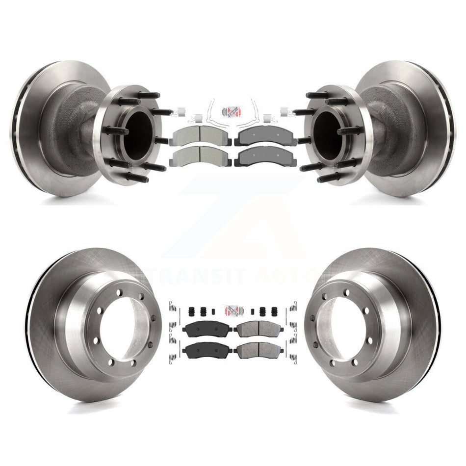 Front Rear Semi-Metallic Pad Disc Brake Rotors Hub Assembly Kit For Ford F-350 Super Duty K8A-105843