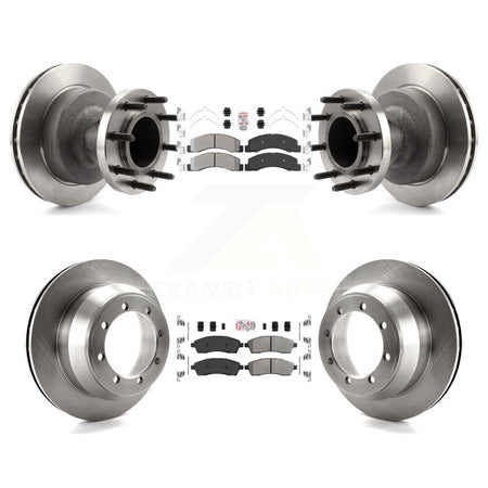 Front Rear Semi-Metallic Pad Disc Brake Rotors Hub Assembly Kit For Ford F-350 Super Duty K8A-105844