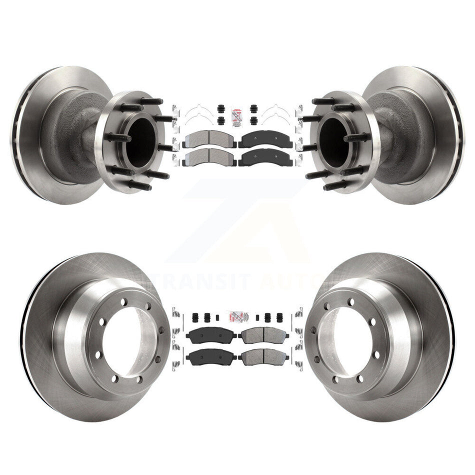 Front Rear Semi-Metallic Pad Disc Brake Rotors Hub Assembly Kit For Ford F-350 Super Duty K8A-105844