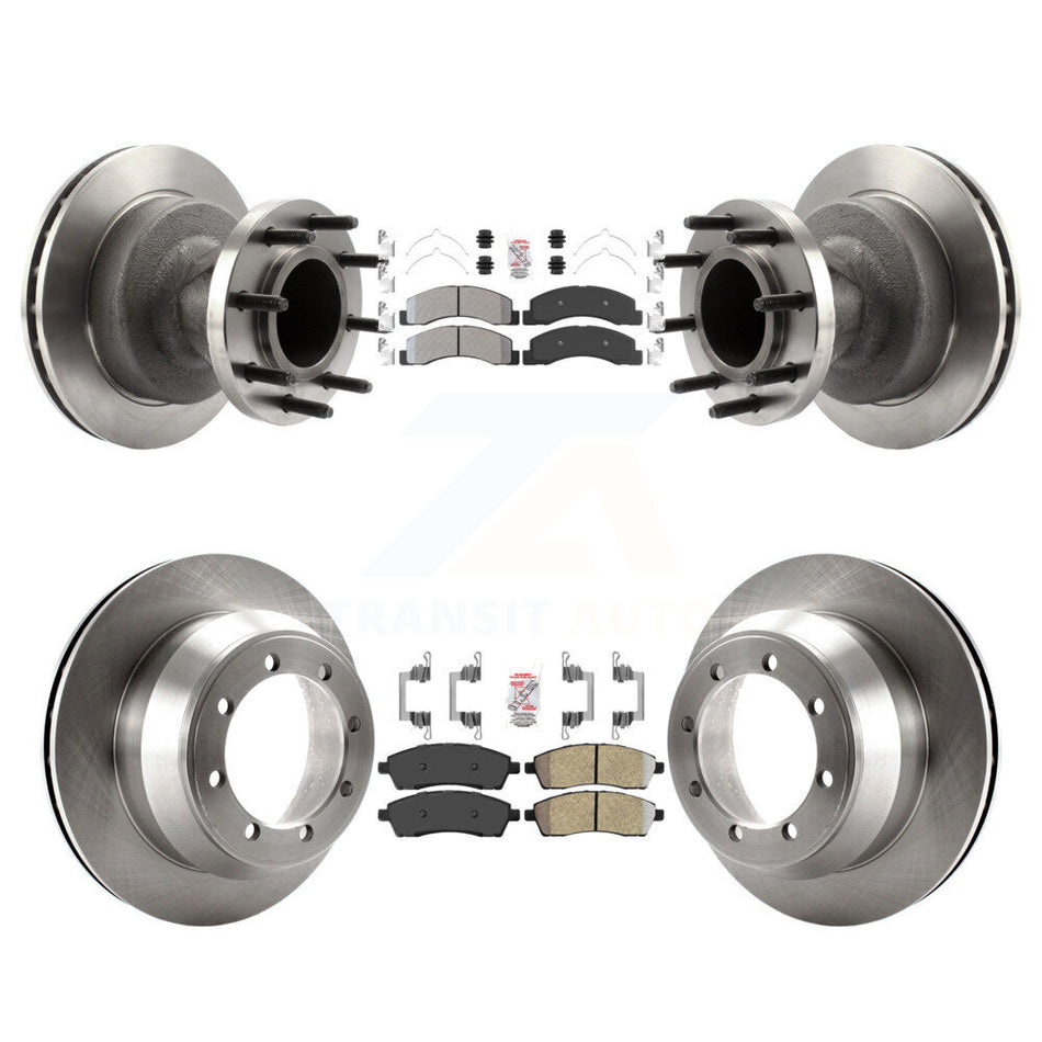 Front Rear Semi-Metallic Pad Disc Brake Rotors Hub Assembly Kit For Ford F-350 Super Duty K8A-105846