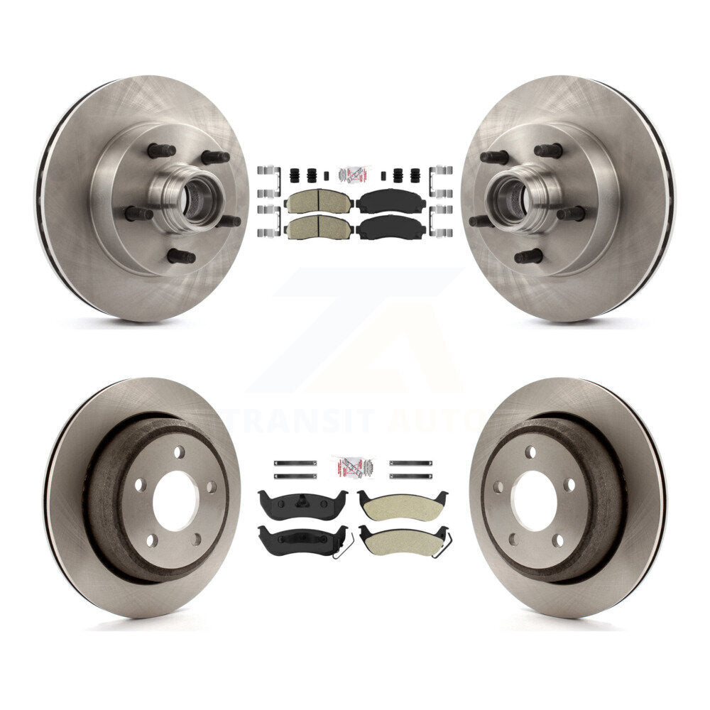 Front Ceramic Rear Semi-Metallic Pad & Disc Brake Rotors Hub Assembly Kit For Mazda B2300 K8A-105848
