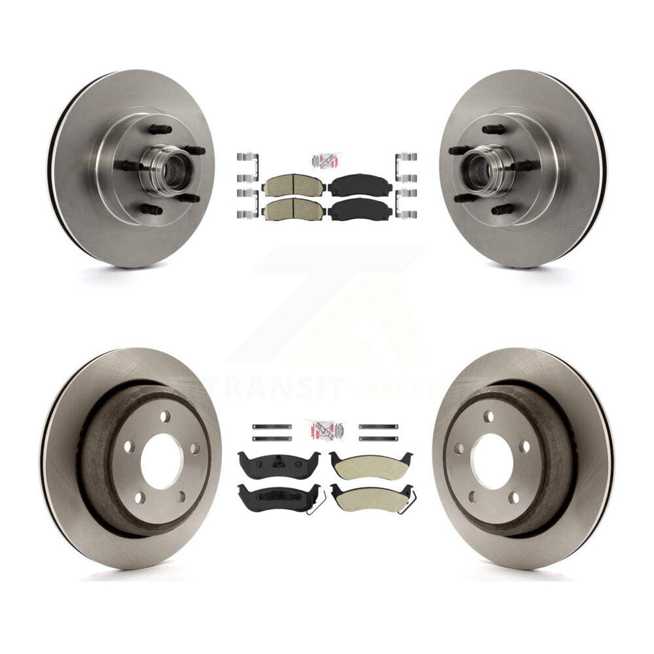 Front Ceramic Rear Semi-Metallic Pad & Disc Brake Rotors Hub Assembly Kit For Mazda B2300 K8A-105849