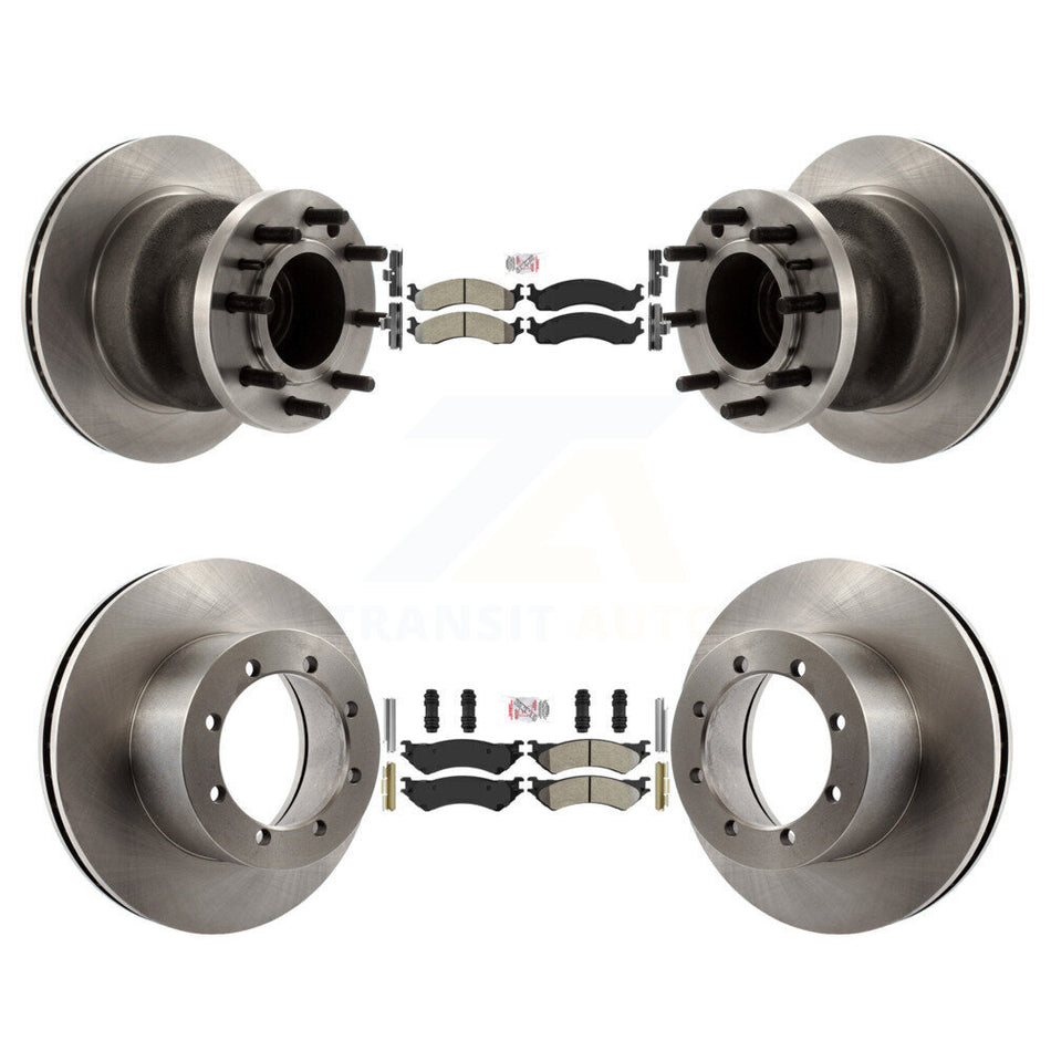 Front Rear Semi-Metallic Pad Disc Brake Rotors Hub Assembly Kit For Ford E-350 Super Duty K8A-105865