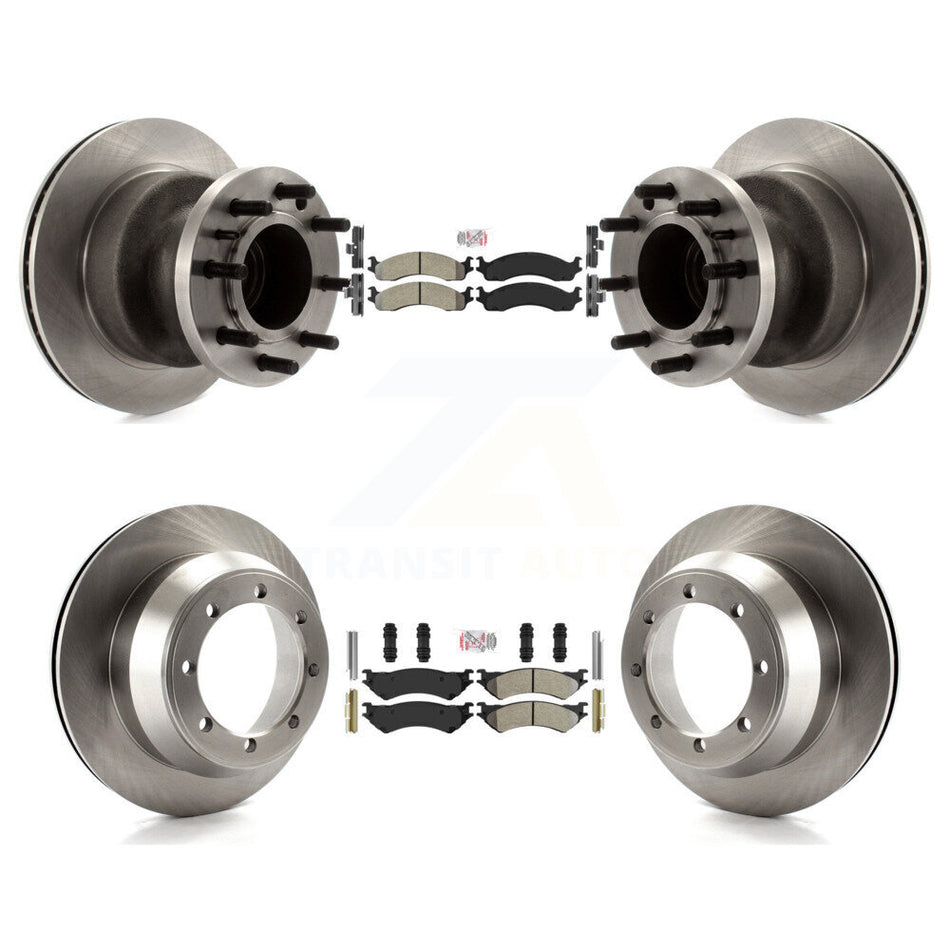 Front Rear Semi-Metallic Pad Brake Rotor Hub Kit For Ford E-350 Super Duty Econoline Club K8A-105867
