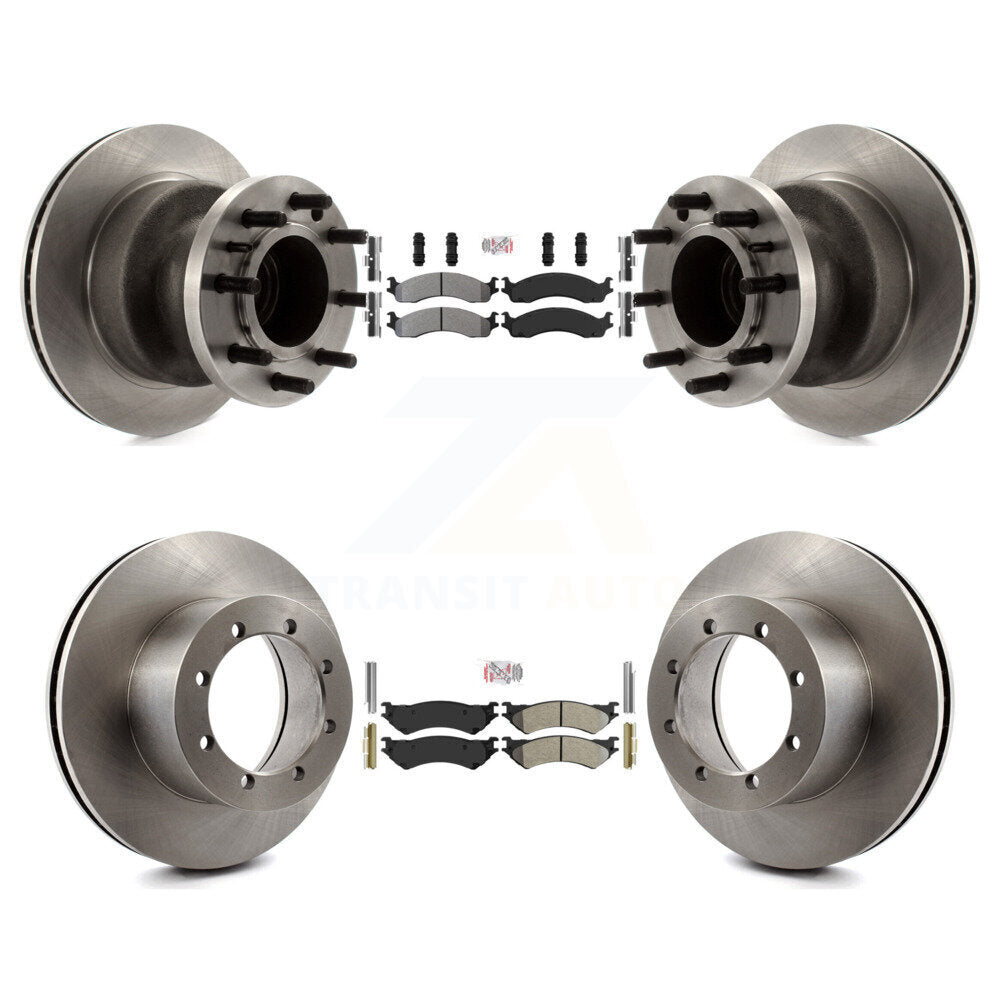 Front Rear Semi-Metallic Pad Disc Brake Rotors Hub Assembly Kit For Ford E-350 Super Duty K8A-105872