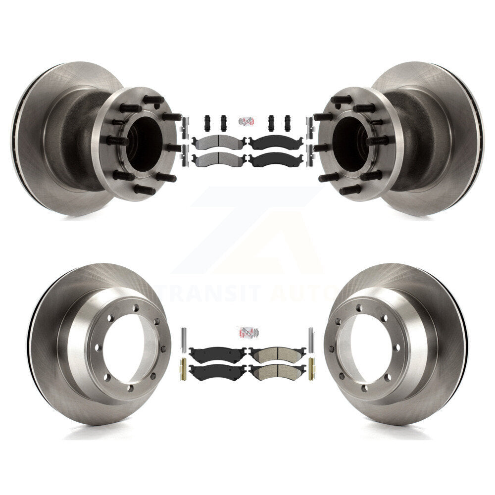 Front Rear Semi-Metallic Pad Brake Rotor Hub Kit For Ford E-350 Super Duty Econoline Club K8A-105874
