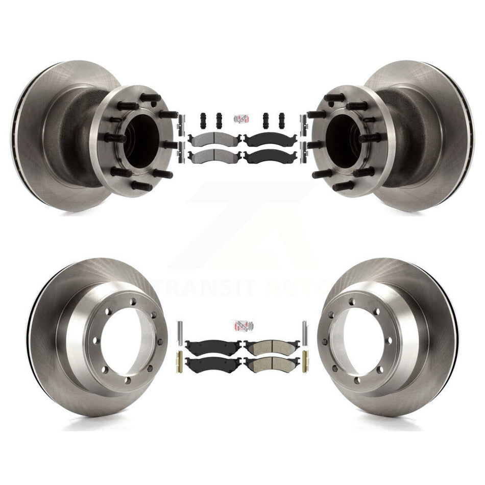 Front Rear Semi-Metallic Pad Brake Rotor Hub Kit For Ford E-350 Super Duty Econoline Club K8A-105874