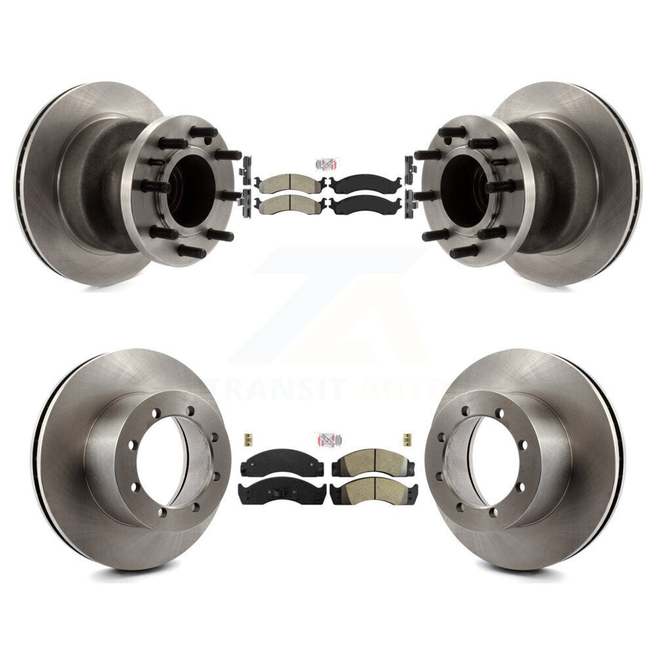 Front Rear Semi-Metallic Pad Disc Brake Rotor Hub Kit For Ford E-450 Super Duty Econoline K8A-105875