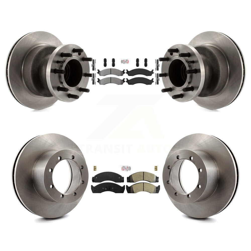 Front Rear Semi-Metallic Pad Disc Brake Rotor Hub Kit For Ford E-450 Super Duty Econoline K8A-105876