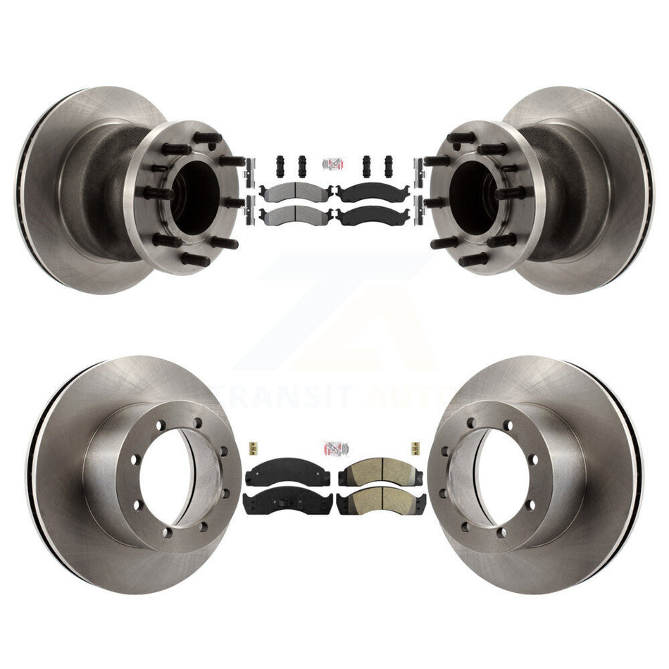 Front Rear Semi-Metallic Pad Disc Brake Rotor Hub Kit For Ford E-450 Super Duty Econoline K8A-105876