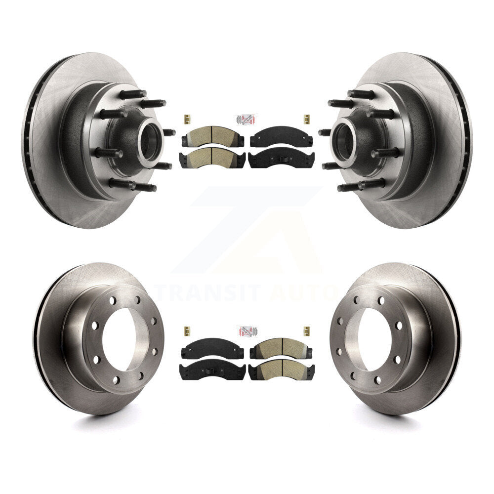 Front Rear Semi-Metallic Pad Disc Brake Rotor Hub Kit For Ford E-450 Econoline Super Duty K8A-105883