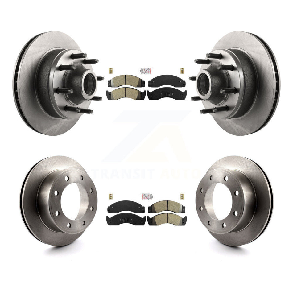 Front Rear Semi-Metallic Pad Disc Brake Rotor Hub Kit For Ford E-450 Econoline Super Duty K8A-105883
