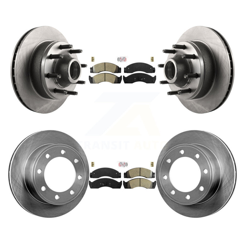 Front Rear Semi-Metallic Pad Disc Brake Rotor Hub Kit For Ford E-450 Econoline Super Duty K8A-105884