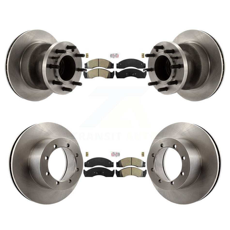 Front Rear Semi-Metallic Pad Disc Brake Rotor Hub Kit For Ford E-450 Econoline Super Duty K8A-105885