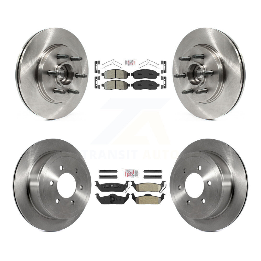 Front Rear Semi-Metallic Pad Disc Brake Rotors Hub Kit For Ford F-150 Lincoln Mark LT RWD K8A-105888