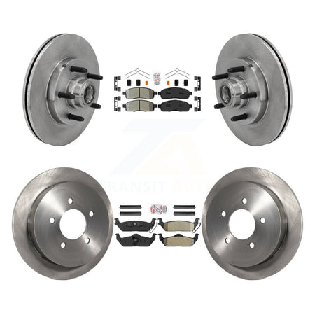 Front Rear Semi-Metallic Pad & Disc Brake Rotors Hub Assembly Kit For 2004 Ford F-150 RWD K8A-105889