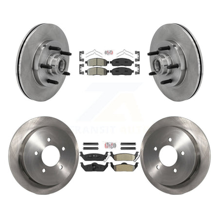 Front Rear Semi-Metallic Pad & Disc Brake Rotors Hub Assembly Kit For 2004 Ford F-150 RWD K8A-105890