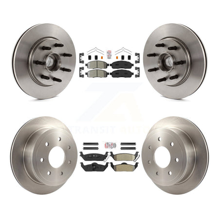 Front Rear Semi-Metallic Pad Disc Brake Rotors Hub Kit For Ford F-150 Lincoln Mark LT RWD K8A-105891