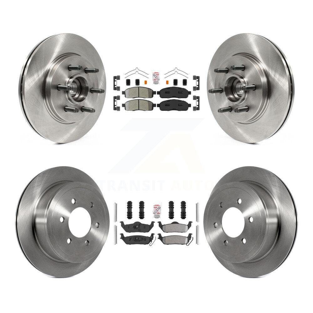 Front Rear Semi-Metallic Pad Disc Brake Rotors Hub Kit For Ford F-150 Lincoln Mark LT RWD K8A-105897