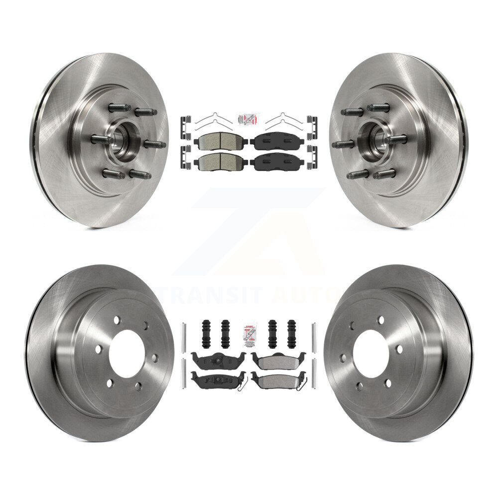 Front Rear Semi-Metallic Pad Disc Brake Rotors Hub Kit For Ford F-150 Lincoln Mark LT RWD K8A-105898