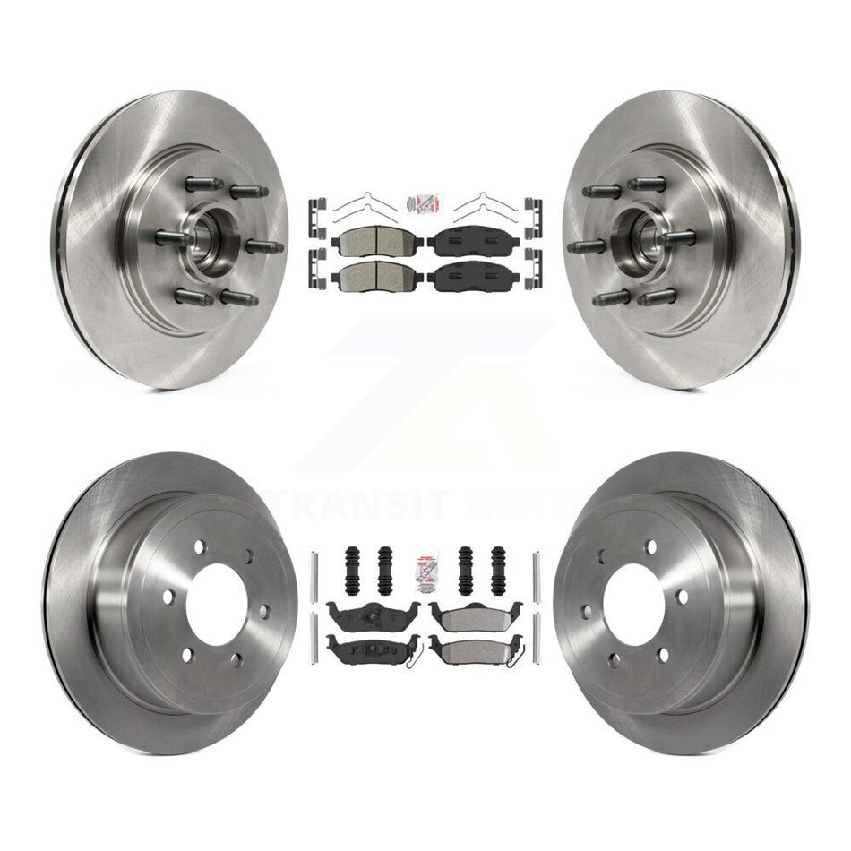 Front Rear Semi-Metallic Pad Disc Brake Rotors Hub Kit For Ford F-150 Lincoln Mark LT RWD K8A-105898
