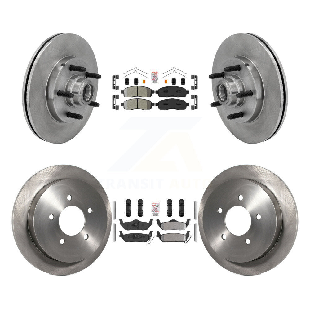 Front Rear Semi-Metallic Pad & Disc Brake Rotors Hub Assembly Kit For 2004 Ford F-150 RWD K8A-105899