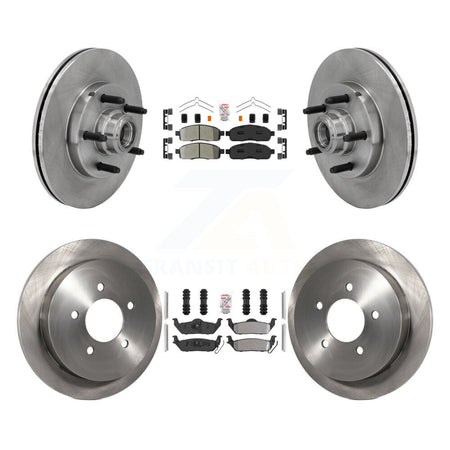 Front Rear Semi-Metallic Pad & Disc Brake Rotors Hub Assembly Kit For 2004 Ford F-150 RWD K8A-105899