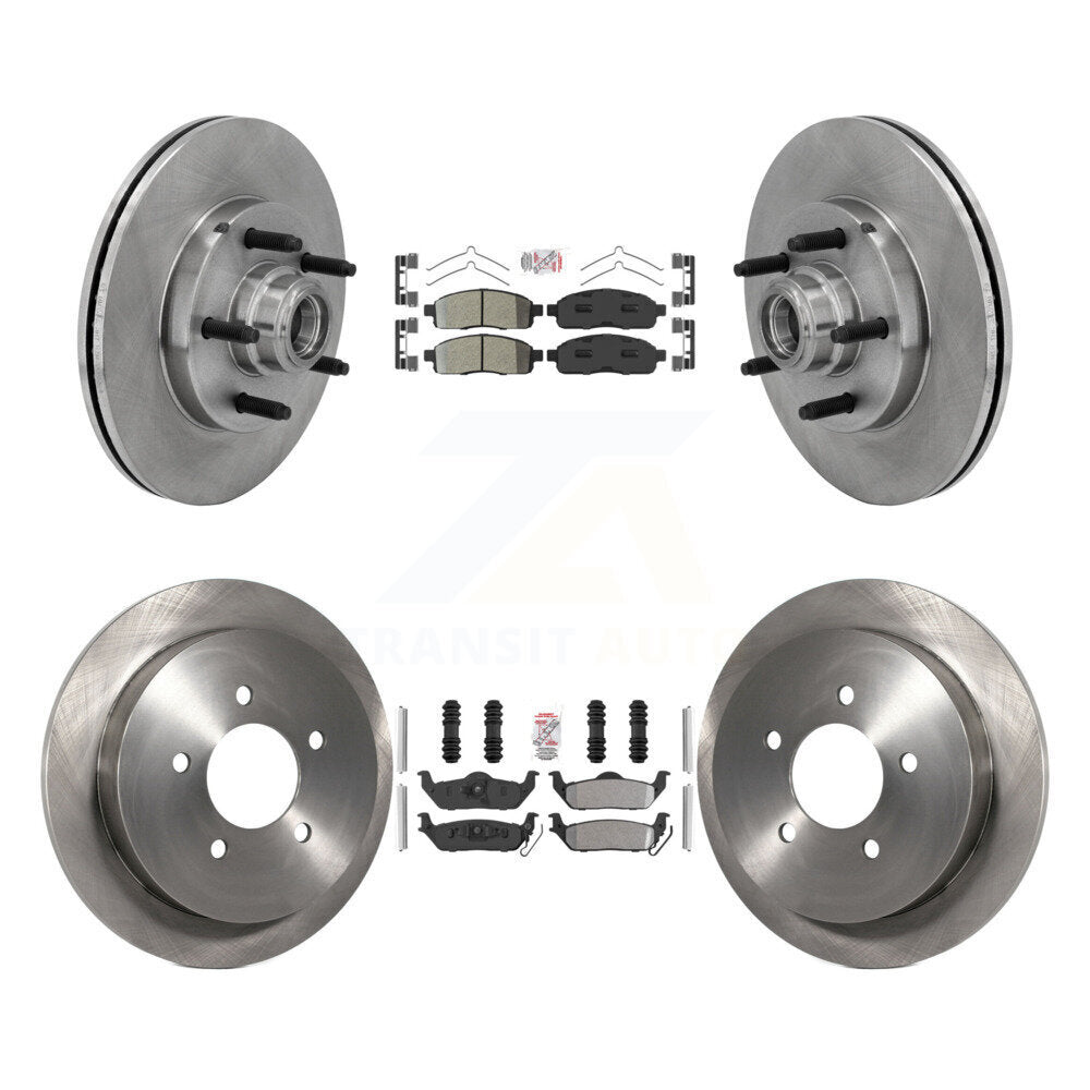 Front Rear Semi-Metallic Pad & Disc Brake Rotors Hub Assembly Kit For 2004 Ford F-150 RWD K8A-105900