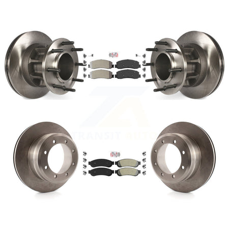 Front Rear Semi-Metallic Pad Disc Brake Rotors Hub Kit For 2012 Ford F-350 Super Duty RWD K8A-105907