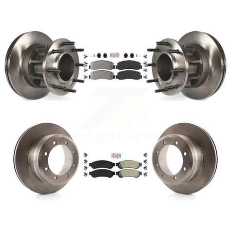 Front Rear Semi-Metallic Pad Disc Brake Rotors Hub Kit For 2012 Ford F-350 Super Duty RWD K8A-105908