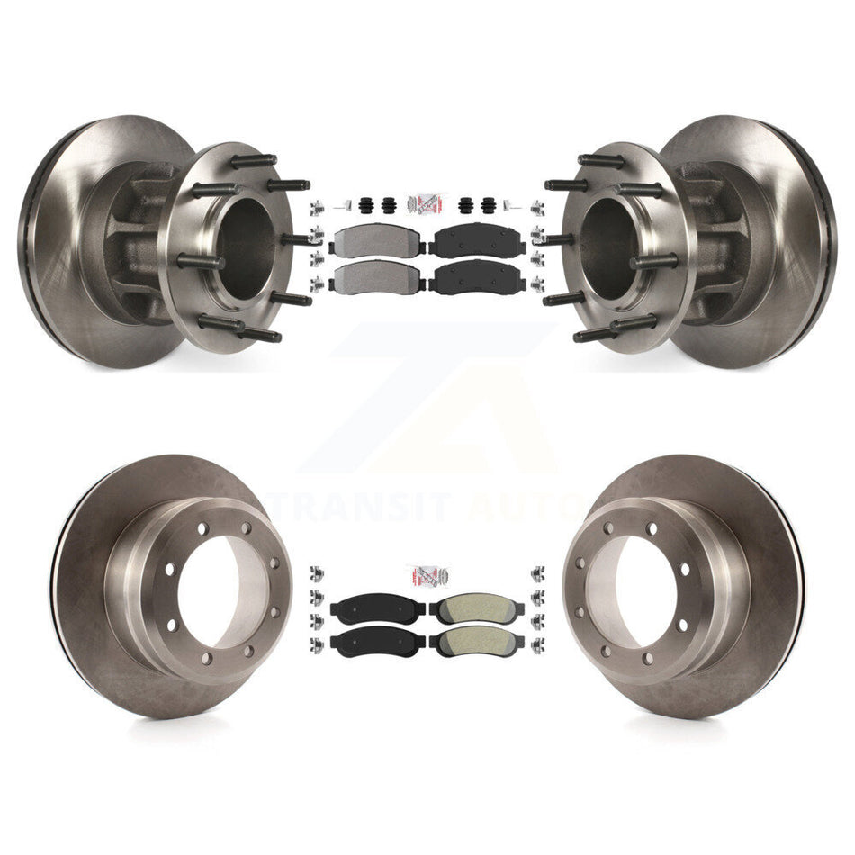 Front Rear Semi-Metallic Pad Disc Brake Rotors Hub Kit For 2012 Ford F-350 Super Duty RWD K8A-105908