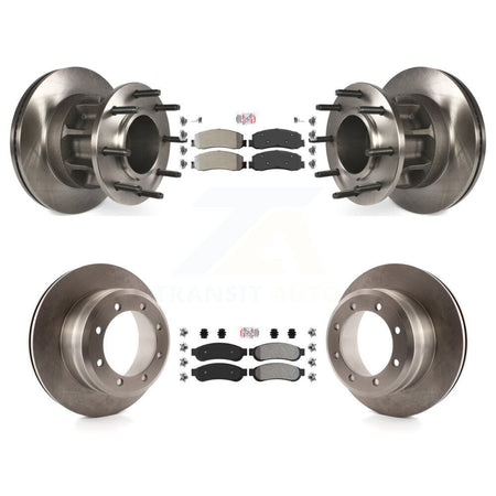Front Rear Semi-Metallic Pad Disc Brake Rotors Hub Kit For 2012 Ford F-350 Super Duty RWD K8A-105909