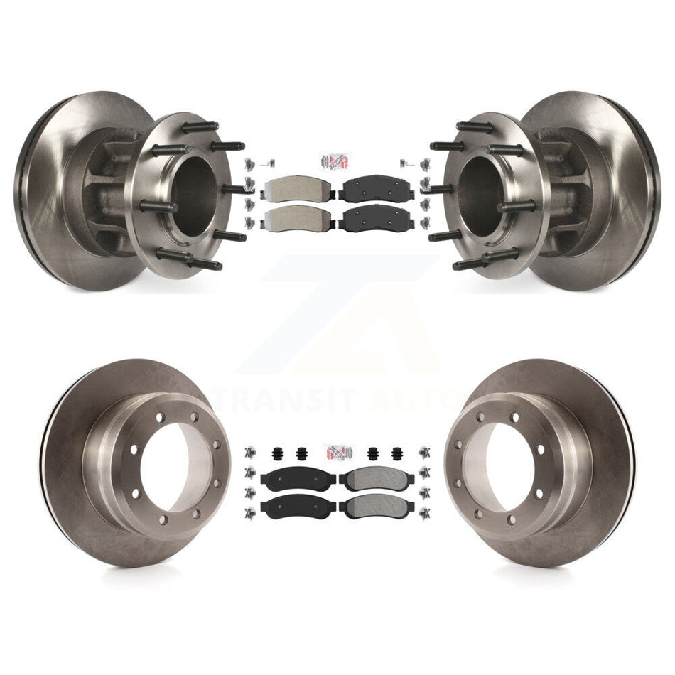 Front Rear Semi-Metallic Pad Disc Brake Rotors Hub Kit For 2012 Ford F-350 Super Duty RWD K8A-105909