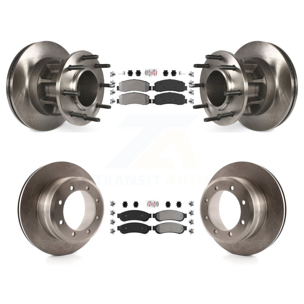 Front Rear Semi-Metallic Pad Disc Brake Rotors Hub Kit For 2012 Ford F-350 Super Duty RWD K8A-105910