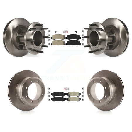 Front Rear Semi-Metallic Pad Disc Brake Rotors Hub Kit For 2011 Ford F-350 Super Duty RWD K8A-105915