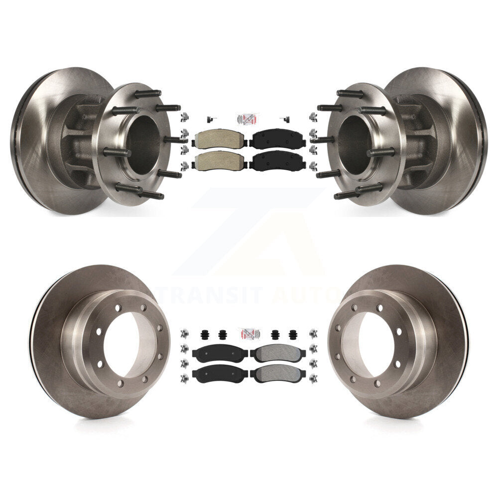 Front Rear Semi-Metallic Pad Disc Brake Rotors Hub Kit For 2011 Ford F-350 Super Duty RWD K8A-105917