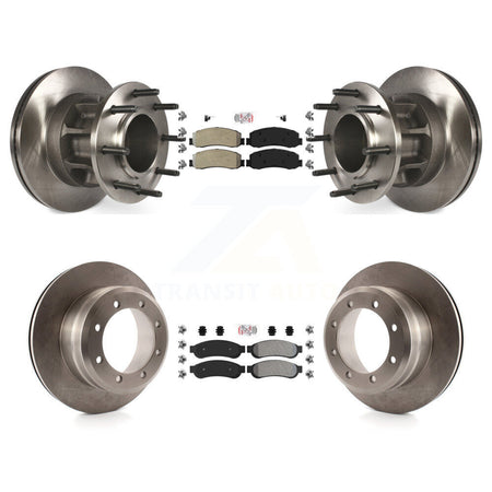 Front Rear Semi-Metallic Pad Disc Brake Rotors Hub Kit For 2011 Ford F-350 Super Duty RWD K8A-105917
