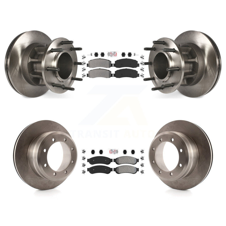 Front Rear Semi-Metallic Pad Disc Brake Rotors Hub Kit For 2011 Ford F-350 Super Duty RWD K8A-105918