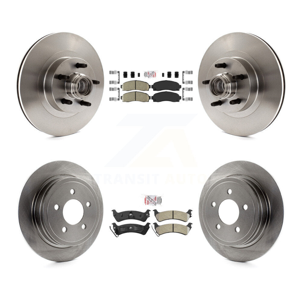 Front Ceramic Rear Semi-Metallic Pad Brake Rotor Hub Kit For Ford Explorer Sport Trac RWD K8A-105924
