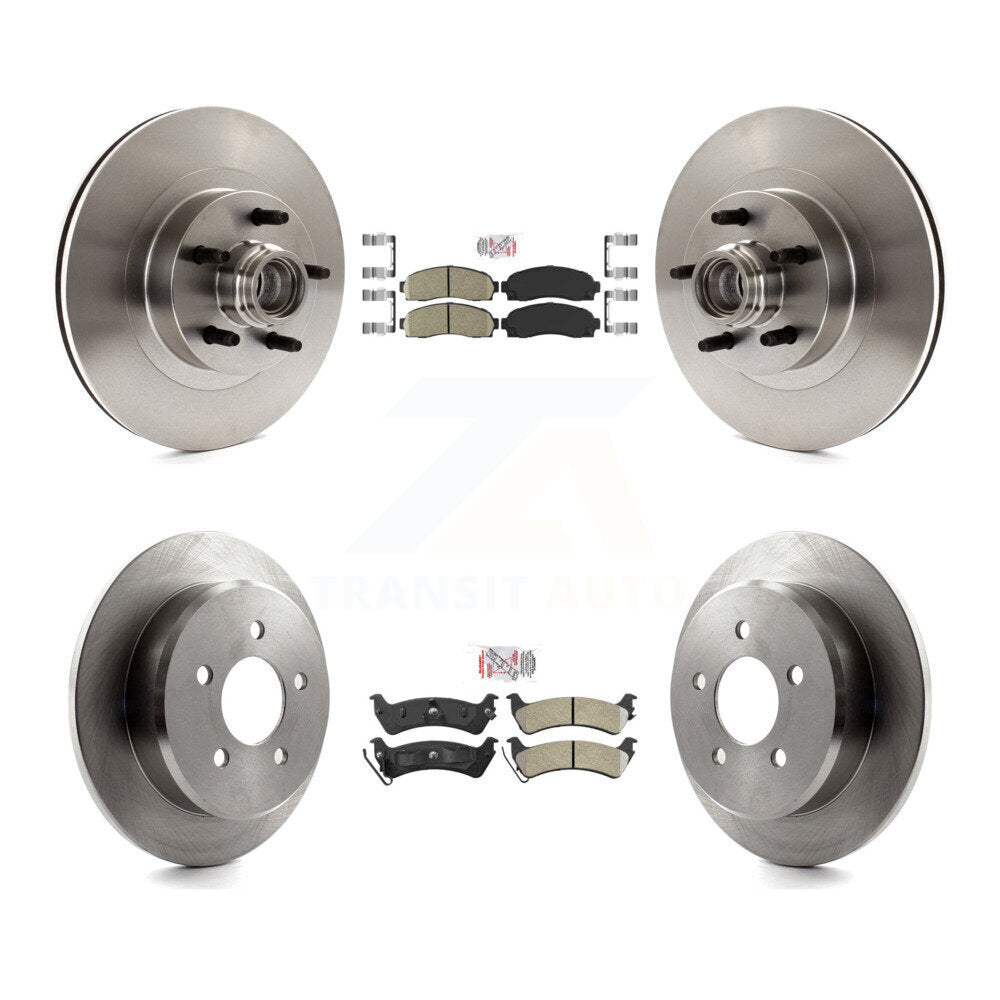 Front Ceramic Rear Semi-Metallic Pad Brake Rotor Hub Kit For Ford Explorer Sport Trac RWD K8A-105925