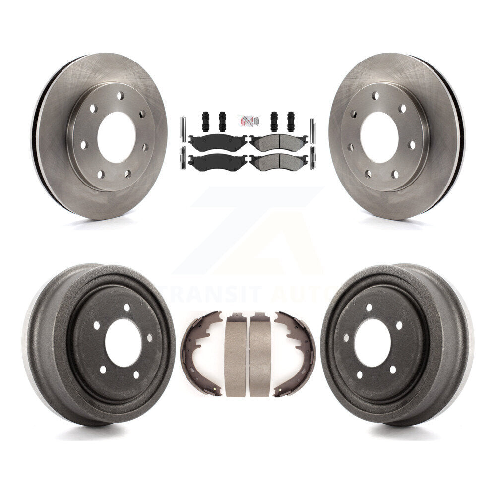 Front Rear Brake Rotor Semi-Metallic Pad Drum Kit For 99 Ford F-150 4WD With 7 Lug Wheels K8A-105978