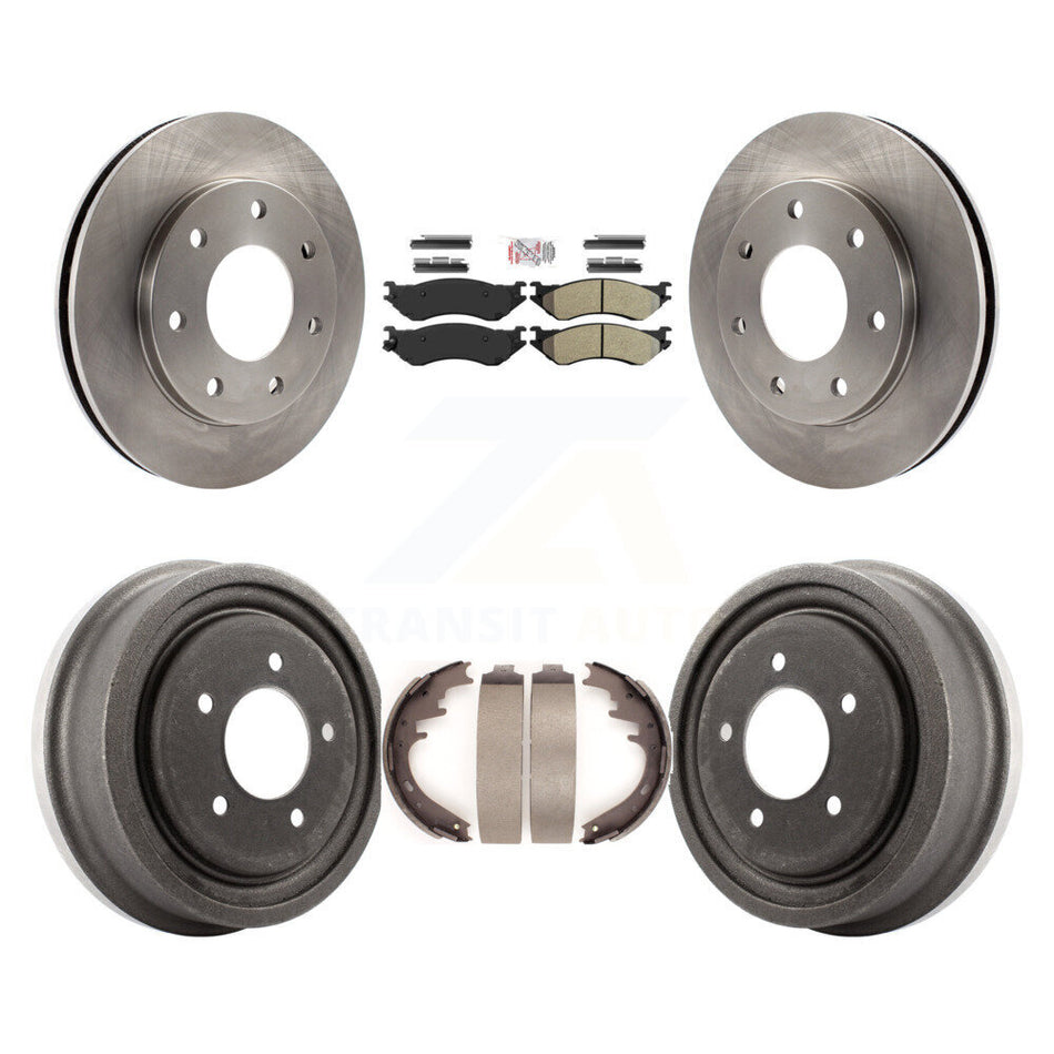Front Rear Brake Rotor Semi-Metallic Pad Drum Kit For 99 Ford F-150 4WD With 7 Lug Wheels K8A-105979