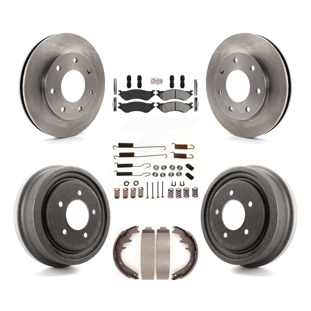 Front Rear Brake Rotors Semi-Metallic Pad Drum Kit (7Pc) For Ford F-150 With 7 Lug Wheels K8A-106003
