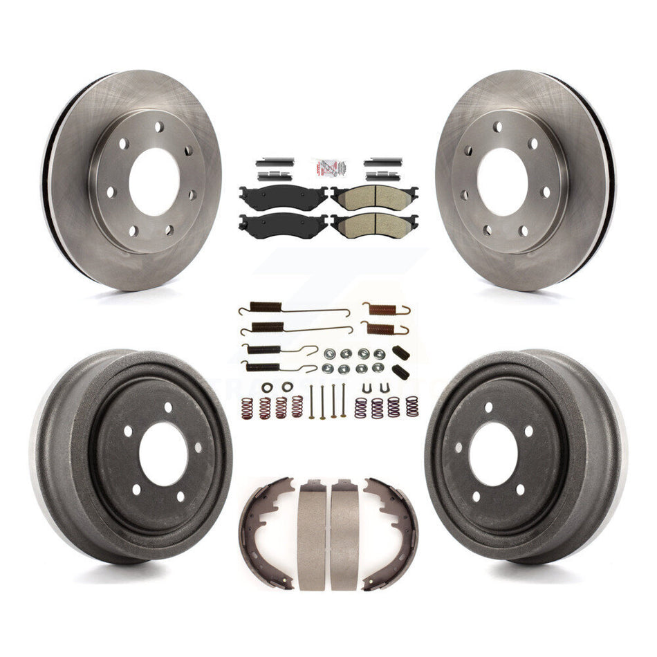 Front Rear Brake Rotors Semi-Metallic Pad Drum Kit (7Pc) For Ford F-150 With 7 Lug Wheels K8A-106004