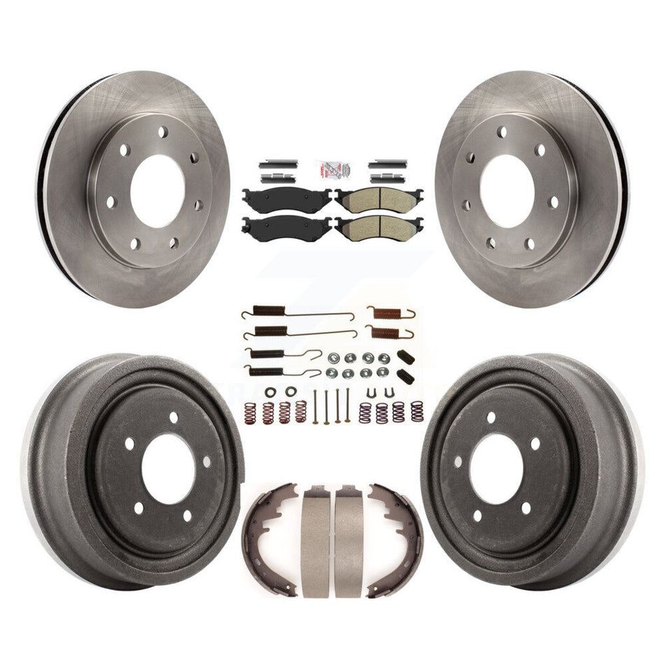 Front Rear Brake Rotors Semi-Metallic Pad Drum Kit (7Pc) For Ford F-150 With 7 Lug Wheels K8A-106004