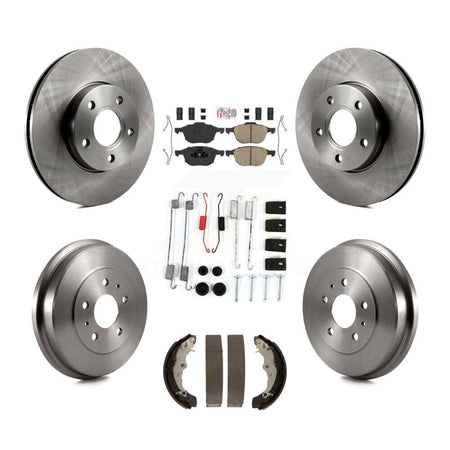 Front Rear Disc Brake Rotors Ceramic Pads And Drum Kit (7Pc) For Ford Focus FMSI=1004 K8A-106005