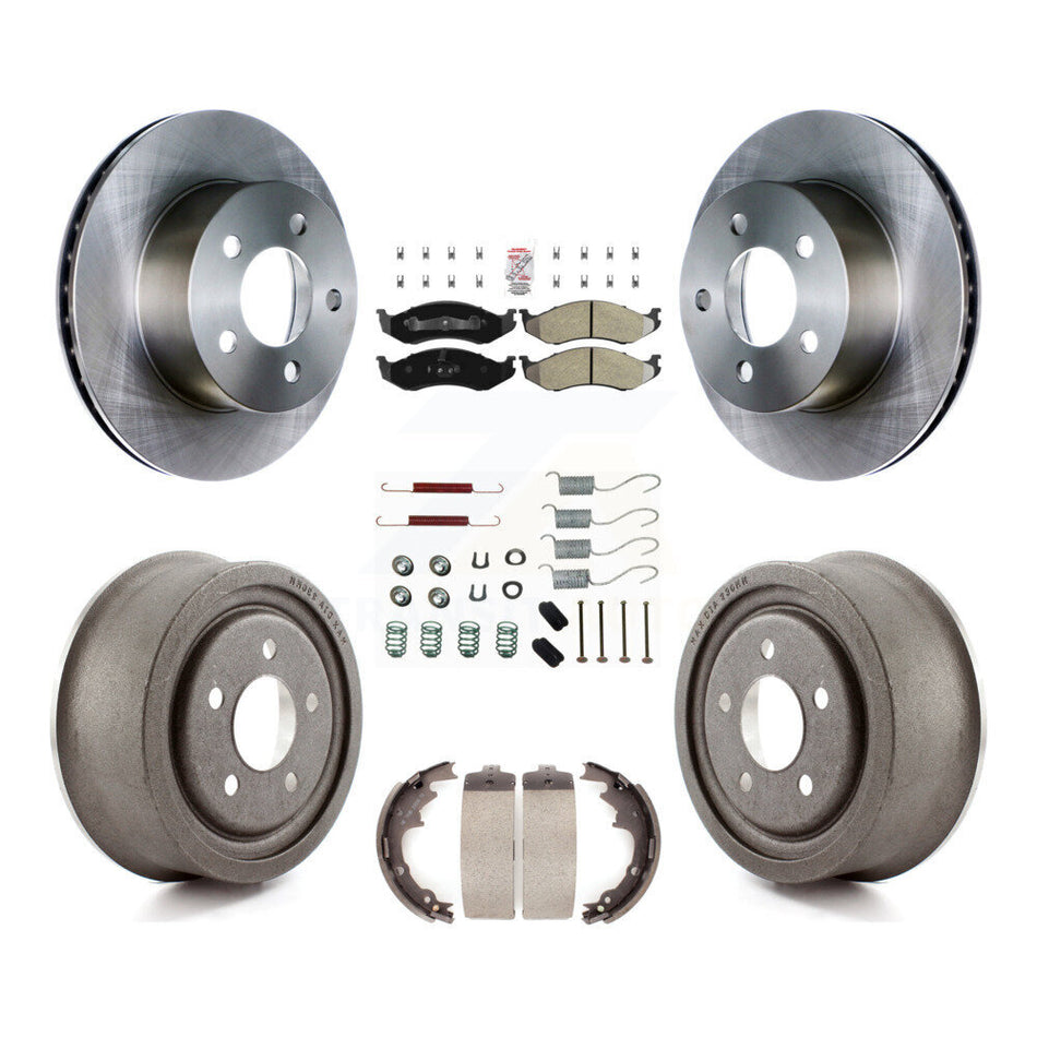 Front Rear Brake Rotor Semi-Metallic Pad Drum Kit (7Pc) For Jeep TJ With 9" Diameter K8A-106016