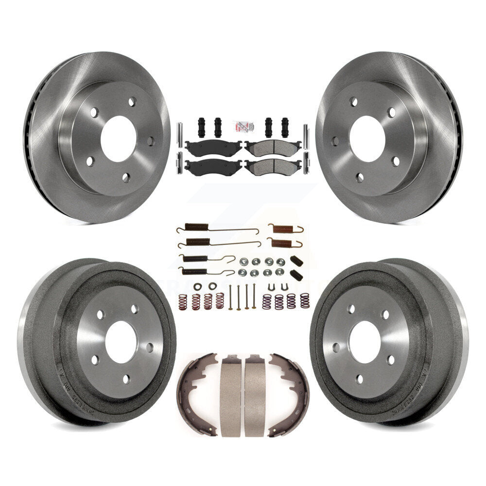 Front Rear Brake Rotors Semi-Metallic Pad Drum Kit (7Pc) For 2000-2001 Dodge Ram 1500 RWD K8A-106034