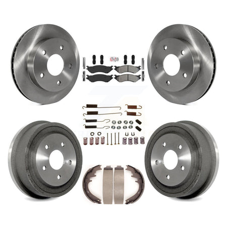 Front Rear Brake Rotors Semi-Metallic Pad Drum Kit (7Pc) For 2000-2001 Dodge Ram 1500 RWD K8A-106034